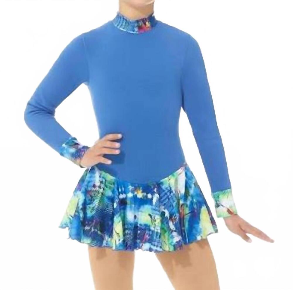 NEW MONDOR polartec long sleeve skate dress in techno blue
